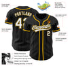 Custom Black White Pinstripe White-Gold Authentic Baseball Jersey