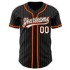 Custom Black White Pinstripe White-Orange Authentic Baseball Jersey