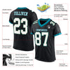 Custom Black White-Teal Mesh Authentic Football Jersey