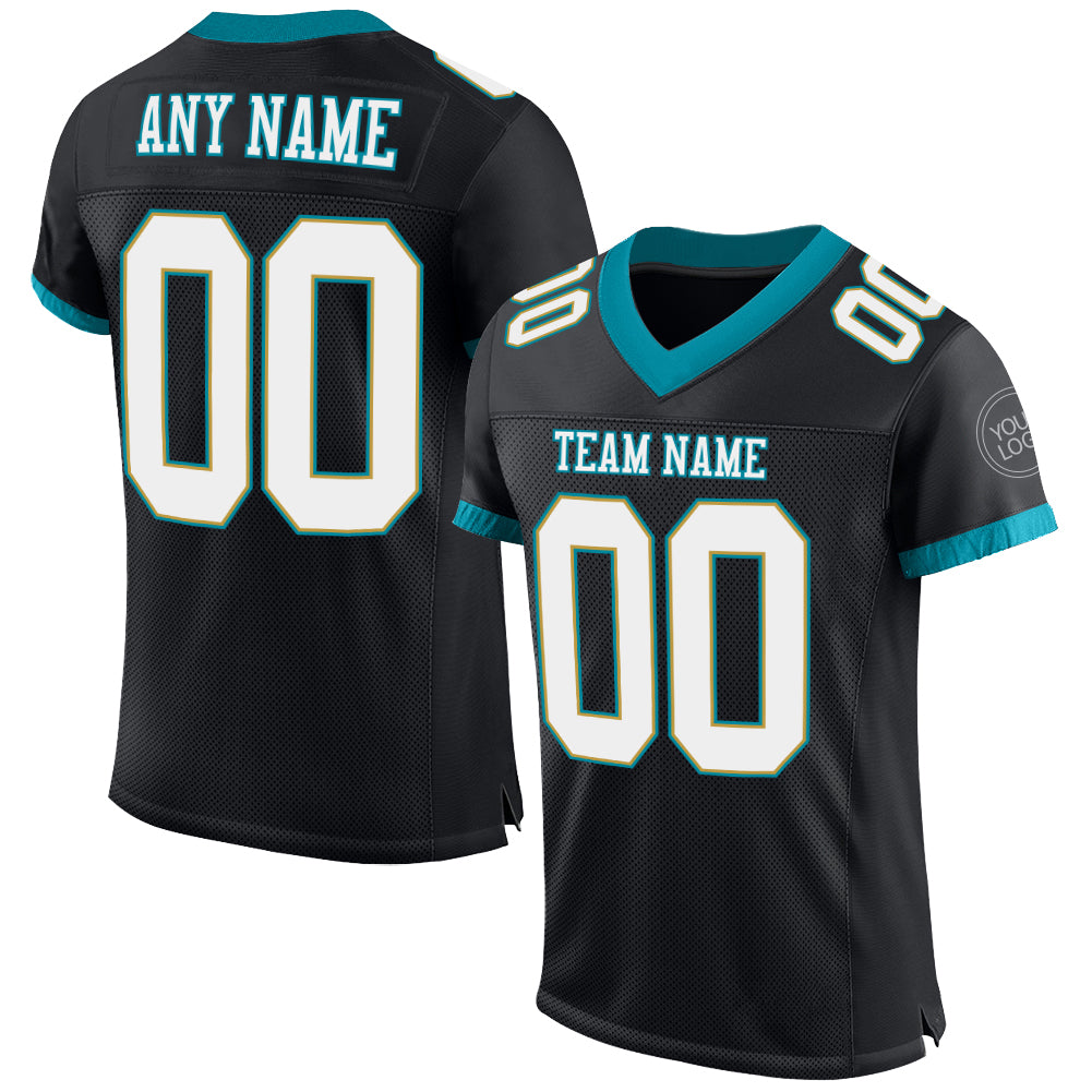 FIITG Custom Football Jersey Black Teal-White Mesh Authentic