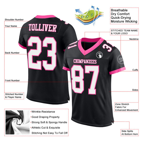 Front LIGHT PINK WHITE Womens Football Jersey