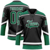 Custom Black White-Kelly Green Hockey Lace Neck Jersey