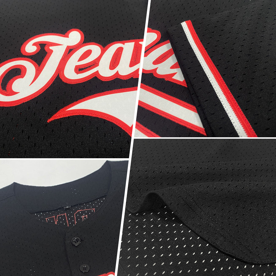 Custom Black Royal-White Mesh Authentic Throwback Baseball Jersey