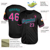 Custom Black Pink-Teal Mesh Authentic Throwback Baseball Jersey