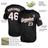 Custom Black White Old Gold-Purple Mesh Authentic Throwback Baseball Jersey