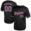 Custom Black Light Blue-Red Mesh Authentic Throwback Baseball Jersey