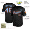 Custom Black Light Blue-Orange Mesh Authentic Throwback Baseball Jersey