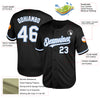 Custom Black White-Light Blue Mesh Authentic Throwback Baseball Jersey