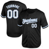 Custom Black White-Light Blue Mesh Authentic Throwback Baseball Jersey