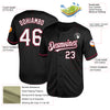 Custom Black White-Crimson Mesh Authentic Throwback Baseball Jersey