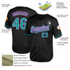 Custom Black Teal-Purple Mesh Authentic Throwback Baseball Jersey