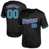 Custom Black Teal-Purple Mesh Authentic Throwback Baseball Jersey