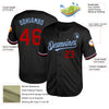 Custom Black Red-Light Blue Mesh Authentic Throwback Baseball Jersey