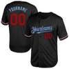 Custom Black Red-Light Blue Mesh Authentic Throwback Baseball Jersey