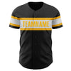 Custom Black White-Gold Authentic Baseball Jersey