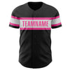 Custom Black White-Pink Authentic Baseball Jersey