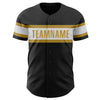 Custom Black White-Old Gold Authentic Baseball Jersey