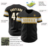 Custom Black White-Old Gold Authentic Baseball Jersey