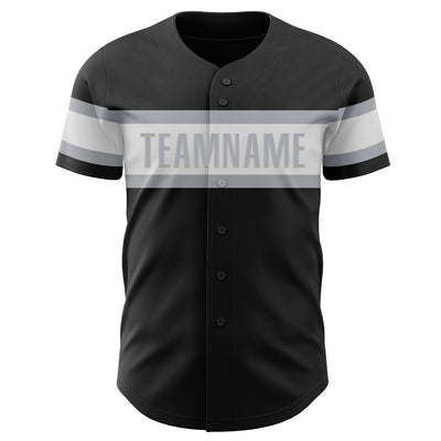 Custom Black White-Gray Authentic Baseball Jersey