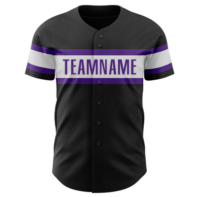 Custom Black White-Purple Authentic Baseball Jersey