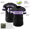 Custom Black White-Purple Authentic Baseball Jersey