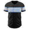 Custom Black White-Light Blue Authentic Baseball Jersey