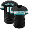 Custom Black White-Teal Authentic Baseball Jersey