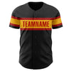 Custom Black Red-Gold Authentic Baseball Jersey