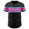 Custom Black Pink-Light Blue Authentic Baseball Jersey