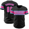 Custom Black Pink-Light Blue Authentic Baseball Jersey