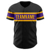 Custom Black Purple-Gold Authentic Baseball Jersey