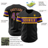 Custom Black Purple-Gold Authentic Baseball Jersey