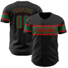 Custom Black Kelly Green-Red Authentic Baseball Jersey