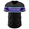 Custom Black Purple-Light Blue Authentic Baseball Jersey