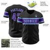 Custom Black Purple-Light Blue Authentic Baseball Jersey