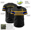 Custom Black Royal-Yellow Authentic Baseball Jersey