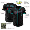 Custom Black Crimson-Teal Authentic Baseball Jersey