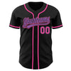 Custom Black Pink-Medium Purple Authentic Baseball Jersey