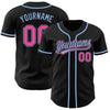 Custom Black Pink-Light Blue Authentic Baseball Jersey