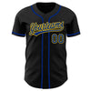 Custom Black Royal-Yellow Authentic Baseball Jersey