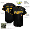 Custom Black Gold-White Authentic Baseball Jersey