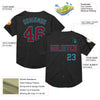 Custom Black Crimson-Teal Mesh Authentic Throwback Baseball Jersey