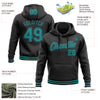 Custom Stitched Black Teal Sports Pullover Sweatshirt Hoodie