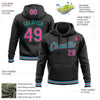 Custom Stitched Black Pink-Aqua Sports Pullover Sweatshirt Hoodie