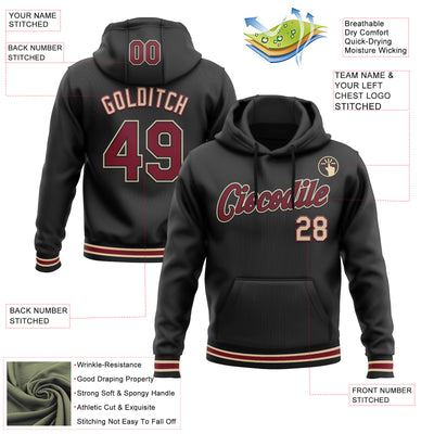 Custom Stitched Black Crimson-City Cream Sports Pullover Sweatshirt Hoodie