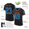 Custom Black Blue-Orange Mesh Authentic Throwback Football Jersey