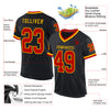 Custom Black Red-Gold Mesh Authentic Throwback Football Jersey