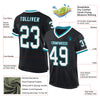 Custom Black White-Teal Mesh Authentic Throwback Football Jersey