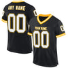 Custom Black White-Gold Mesh Authentic Throwback Football Jersey