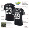 Custom Black White Mesh Authentic Throwback Football Jersey